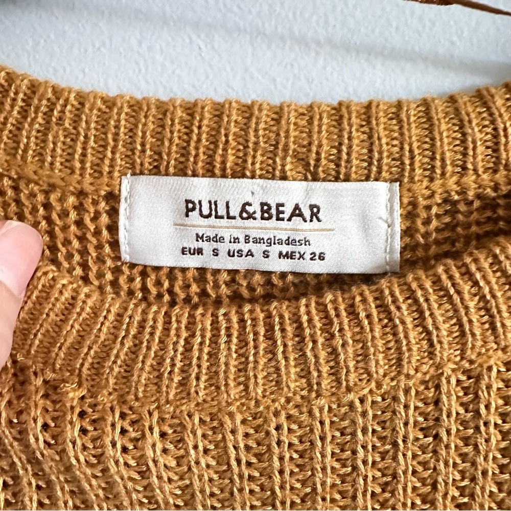 Pull&Bear Gold Ribbed Crop Sweater - Picture 3 of 3
